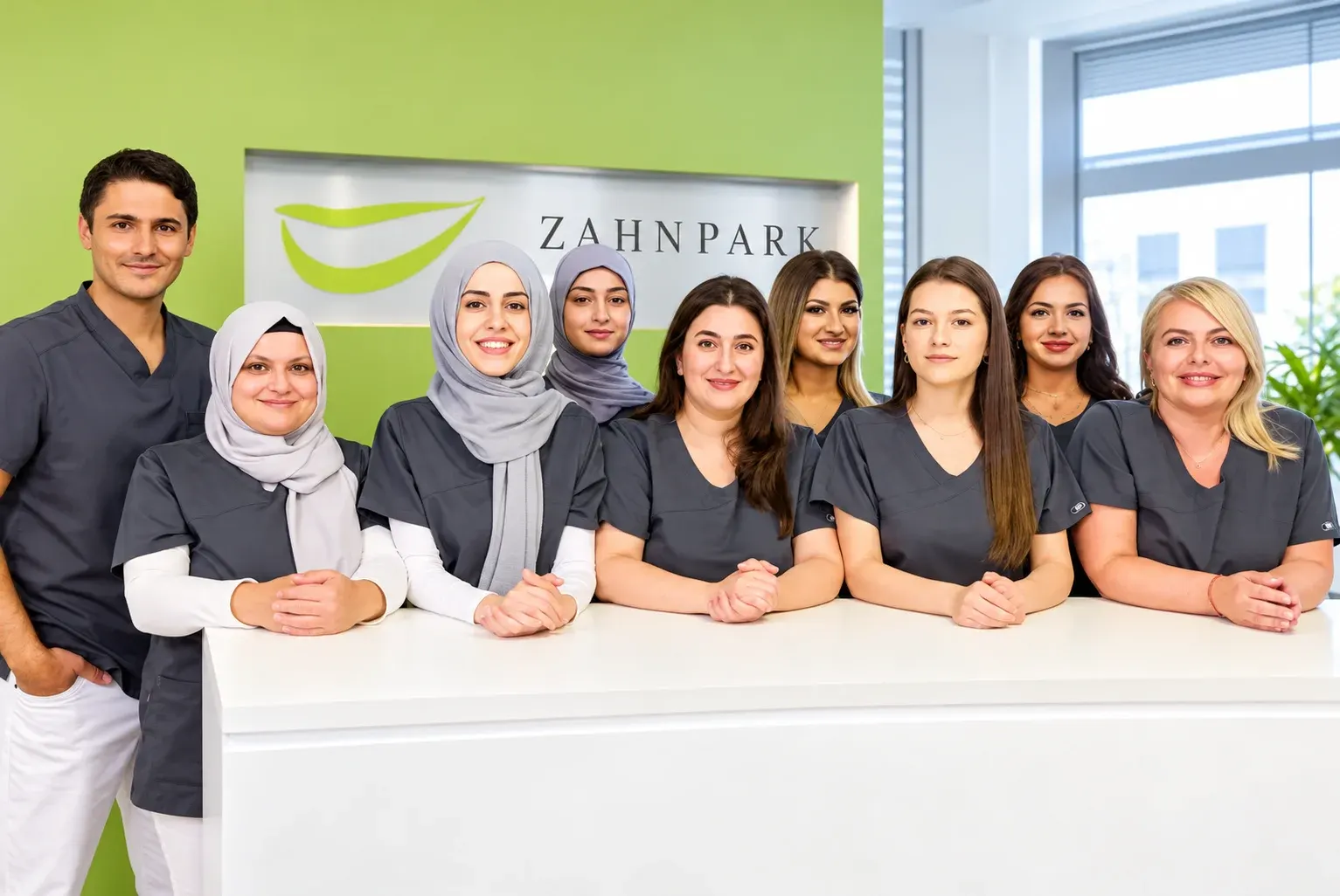 Das Team des Zahnpark Mannheim am Empfang